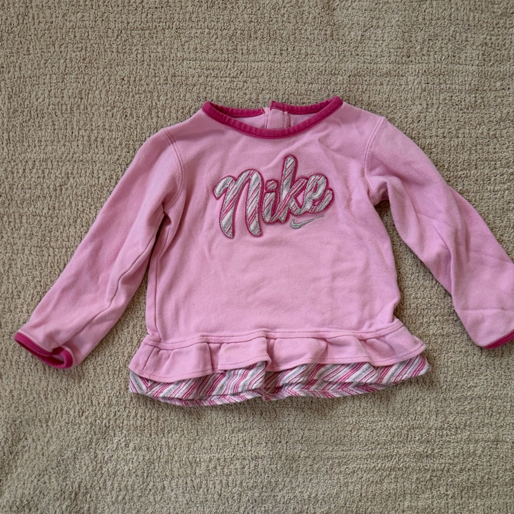 Nike Kids Pink Long Sleeve Ruffle sweatshirt